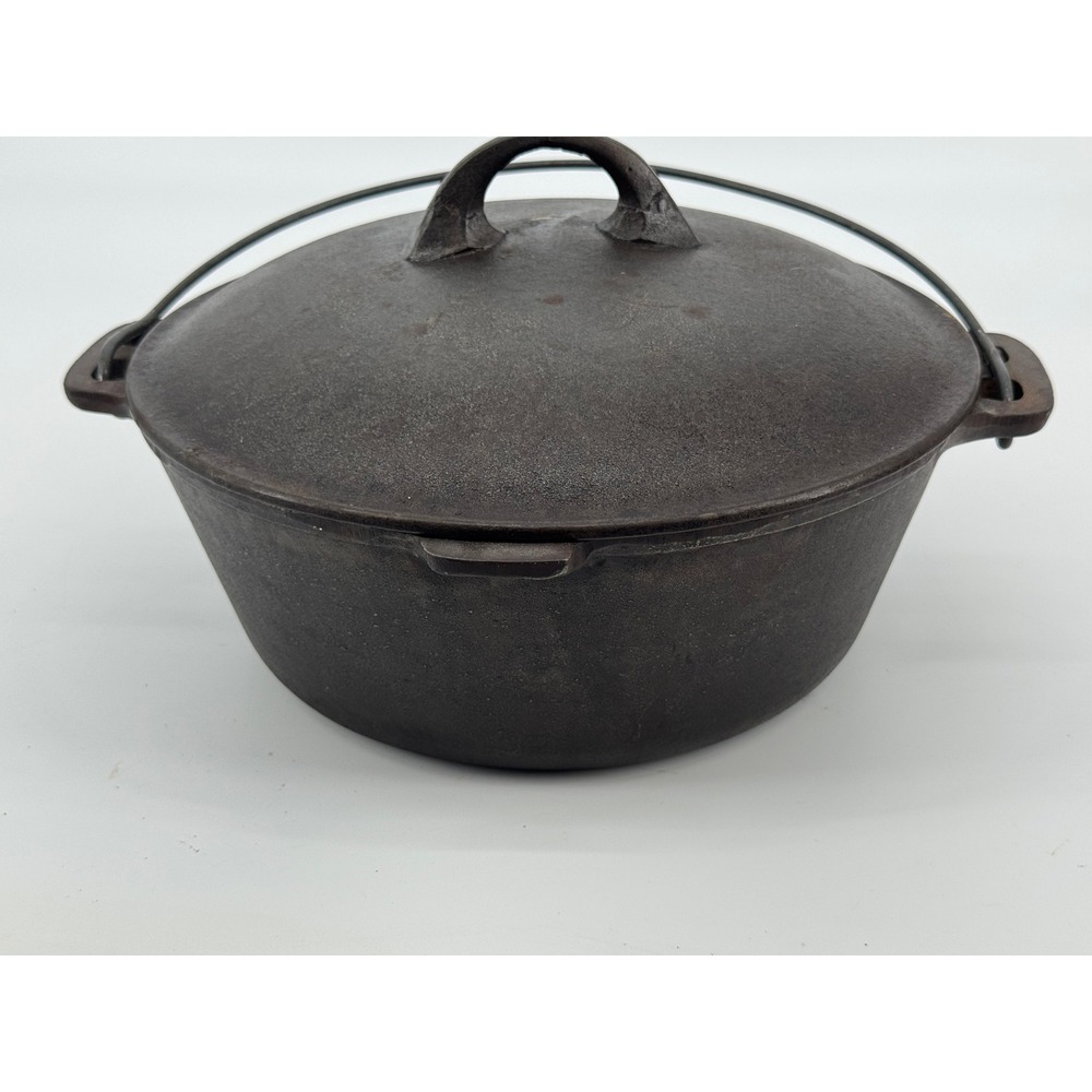 Birmingham Stove & Range Cast Iron Dutch Oven With Wagner Lid Black Vintage